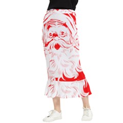 Santa Claus Red Christmas Maxi Fishtail Chiffon Skirt by Modalart