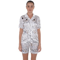 Owl Bird Wildlife Bird Of Prey Satin Short Sleeve Pajamas Set by Modalart