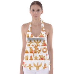 Gingerbread Food Snack Seasonal Tie Back Tankini Top by Modalart