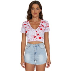 Santa Claus Red Christmas V-neck Crop Top by Modalart