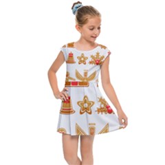 Gingerbread Food Snack Seasonal Kids  Cap Sleeve Dress by Modalart