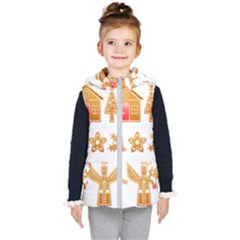 Gingerbread Food Snack Seasonal Kids  Hooded Puffer Vest by Modalart