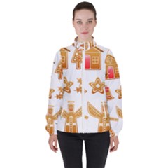 Gingerbread Food Snack Seasonal Women s High Neck Windbreaker by Modalart