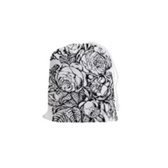 Roses Bouquet Flowers Sketch Drawstring Pouch (small) by Modalart