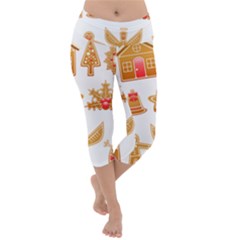 Gingerbread Food Snack Seasonal Lightweight Velour Capri Yoga Leggings by Modalart