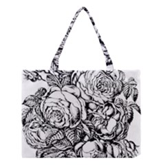 Roses Bouquet Flowers Sketch Medium Tote Bag by Modalart