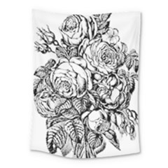 Roses Bouquet Flowers Sketch Medium Tapestry by Modalart