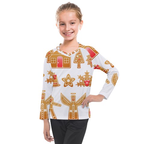 Gingerbread Food Snack Seasonal Kids  Long Mesh T-shirt by Modalart