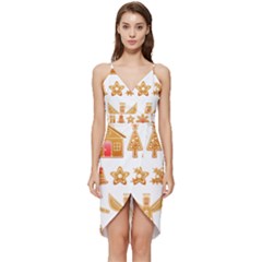 Gingerbread Food Snack Seasonal Wrap Frill Dress by Modalart