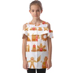 Gingerbread Food Snack Seasonal Fold Over Open Sleeve Top by Modalart