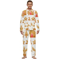 Gingerbread Food Snack Seasonal Men s Long Sleeve Velvet Pocket Pajamas Set by Modalart