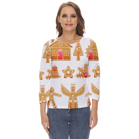 Gingerbread Food Snack Seasonal Cut Out Wide Sleeve Top by Modalart