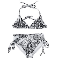 Roses Bouquet Flowers Sketch Kids  Classic Bikini Set by Modalart