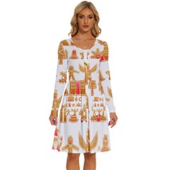 Gingerbread Food Snack Seasonal Long Sleeve Dress With Pocket by Modalart