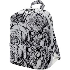 Roses Bouquet Flowers Sketch Zip Up Backpack by Modalart