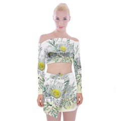 Thistle Alpine Flower Flower Plant Off Shoulder Top With Mini Skirt Set by Modalart