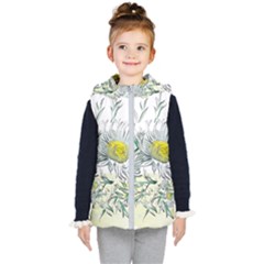 Thistle Alpine Flower Flower Plant Kids  Hooded Puffer Vest by Modalart