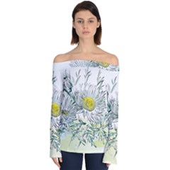 Thistle Alpine Flower Flower Plant Off Shoulder Long Sleeve Top by Modalart