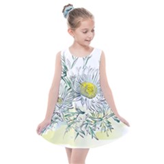 Thistle Alpine Flower Flower Plant Kids  Summer Dress by Modalart