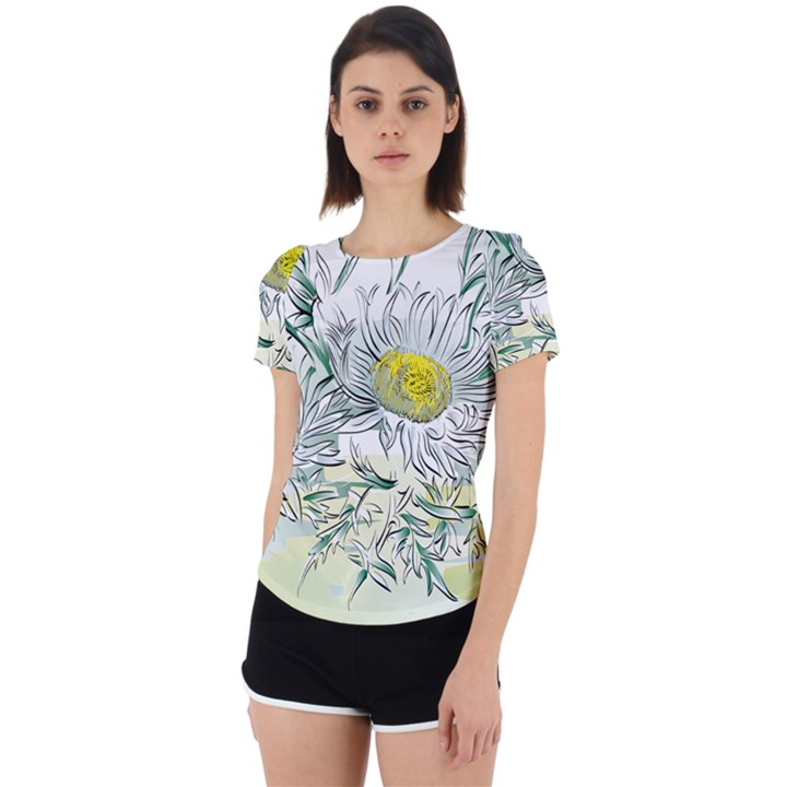 Thistle Alpine Flower Flower Plant Back Cut Out Sport T-Shirt