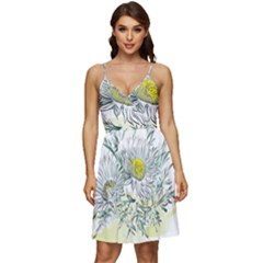 Thistle Alpine Flower Flower Plant V-neck Pocket Summer Dress  by Modalart