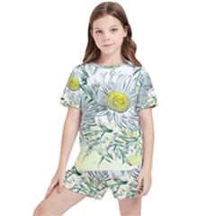 Thistle Alpine Flower Flower Plant Kids  T-shirt And Sports Shorts Set by Modalart