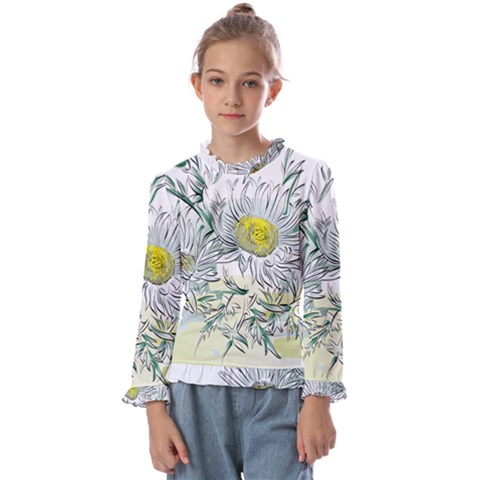 Thistle Alpine Flower Flower Plant Kids  Frill Detail T-shirt by Modalart