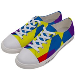 Colorful Red Yellow Blue Purple Men s Low Top Canvas Sneakers by Grandong