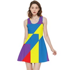 Colorful Red Yellow Blue Purple Inside Out Reversible Sleeveless Dress by Grandong