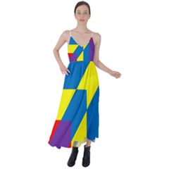 Colorful Red Yellow Blue Purple Tie Back Maxi Dress by Grandong