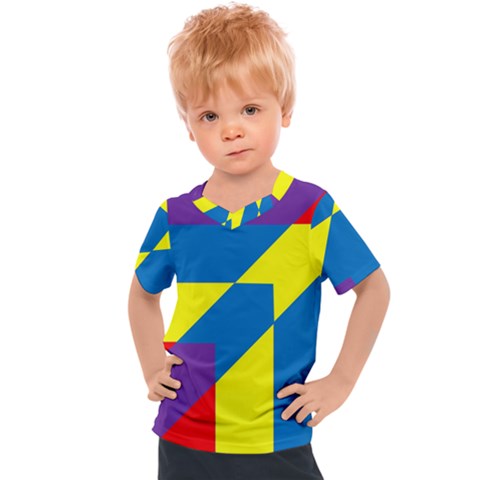 Colorful Red Yellow Blue Purple Kids  Sports T-shirt by Grandong