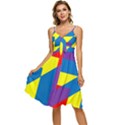 Colorful Red Yellow Blue Purple Sleeveless Tie Front Chiffon Dress View1