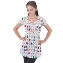 Snail Butterfly Pattern Seamless Puff Sleeve Tunic Top View1