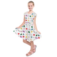 Snail Butterfly Pattern Seamless Kids  Short Sleeve Dress by Bedest