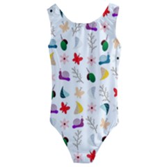 Snail Butterfly Pattern Seamless Kids  Cut-out Back One Piece Swimsuit by Bedest