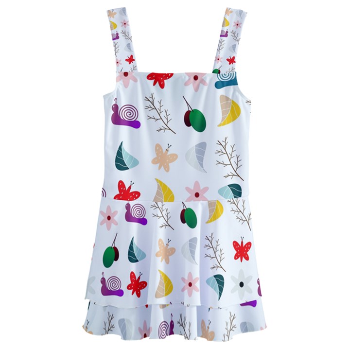 Snail Butterfly Pattern Seamless Kids  Layered Skirt Swimsuit