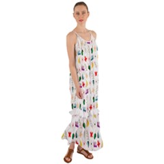 Snail Butterfly Pattern Seamless Cami Maxi Ruffle Chiffon Dress by Bedest