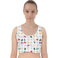 Snail Butterfly Pattern Seamless Velvet Racer Back Crop Top