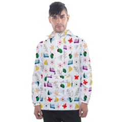 Snail Butterfly Pattern Seamless Men s Front Pocket Pullover Windbreaker