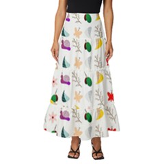 Snail Butterfly Pattern Seamless Tiered Ruffle Maxi Skirt by Bedest