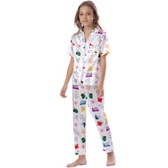 Snail Butterfly Pattern Seamless Kids  Satin Short Sleeve Pajamas Set by Bedest