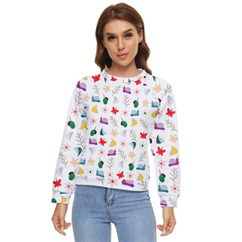 Snail Butterfly Pattern Seamless Women s Long Sleeve Raglan T-shirt by Bedest