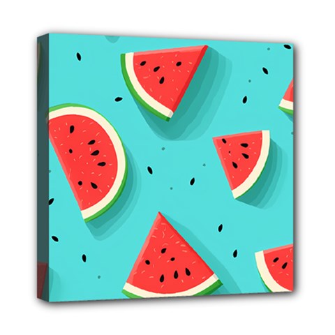 Watermelon Fruit Slice Mini Canvas 8  X 8  (stretched) by Bedest