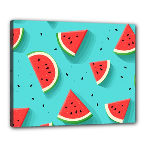 Watermelon Fruit Slice Canvas 20  X 16  (stretched) by Bedest