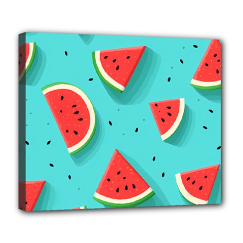 Watermelon Fruit Slice Deluxe Canvas 24  X 20  (stretched) by Bedest