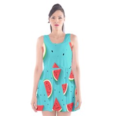 Watermelon Fruit Slice Scoop Neck Skater Dress by Bedest