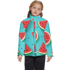 Watermelon Fruit Slice Kids  Puffer Bubble Jacket Coat by Bedest