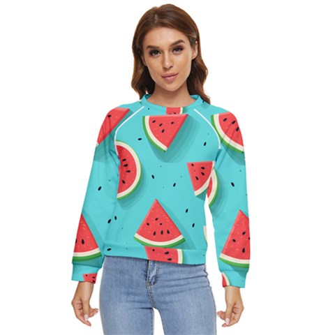 Watermelon Fruit Slice Women s Long Sleeve Raglan T-shirt by Bedest