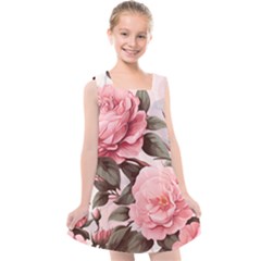 Rose Flower Seamless Kids  Cross Back Dress by Bedest