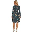 Flower Leaves Pattern Seamless Long Sleeve Dress With Pocket View4